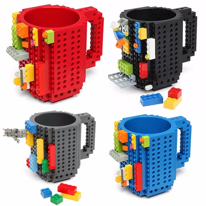 

2016 Drinkware Building Blocks Mugs DIY Block Puzzle Mug 12oz 1Piece Build-On Brick creative Mug Lego Type Coffee Cup