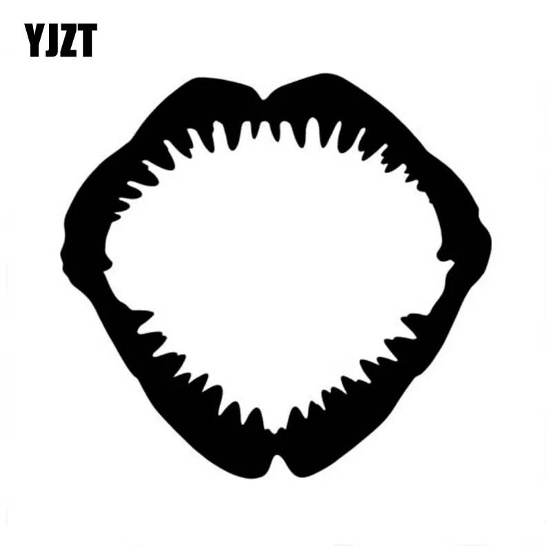 

YJZT 14cm*13.2cm SHARK JAW Personality Vinyl Car Sticker Decor Decal Black Silver Car-styling C11-0284