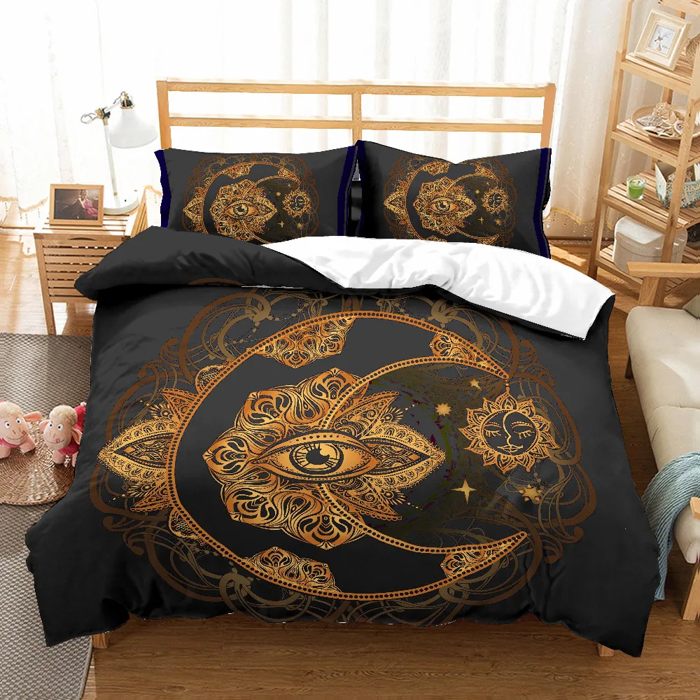 

3D print Bedding set Dark gold eye face type kids'/friends' gifts/presents Duvet cover set Home Textiles