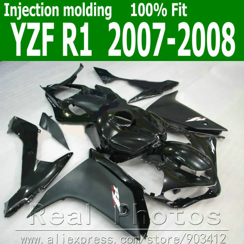 

Free Customize fairing kit for YAMAHA Injection molding R1 2007 2008 glossy black motorcycle fairings set YZF R1 07 08 NB78