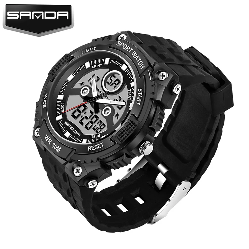 SANDA Sport Wrist Watch Men Top Brand Luxury Famous Digital Watches LED Male Clock Electronic Digital
