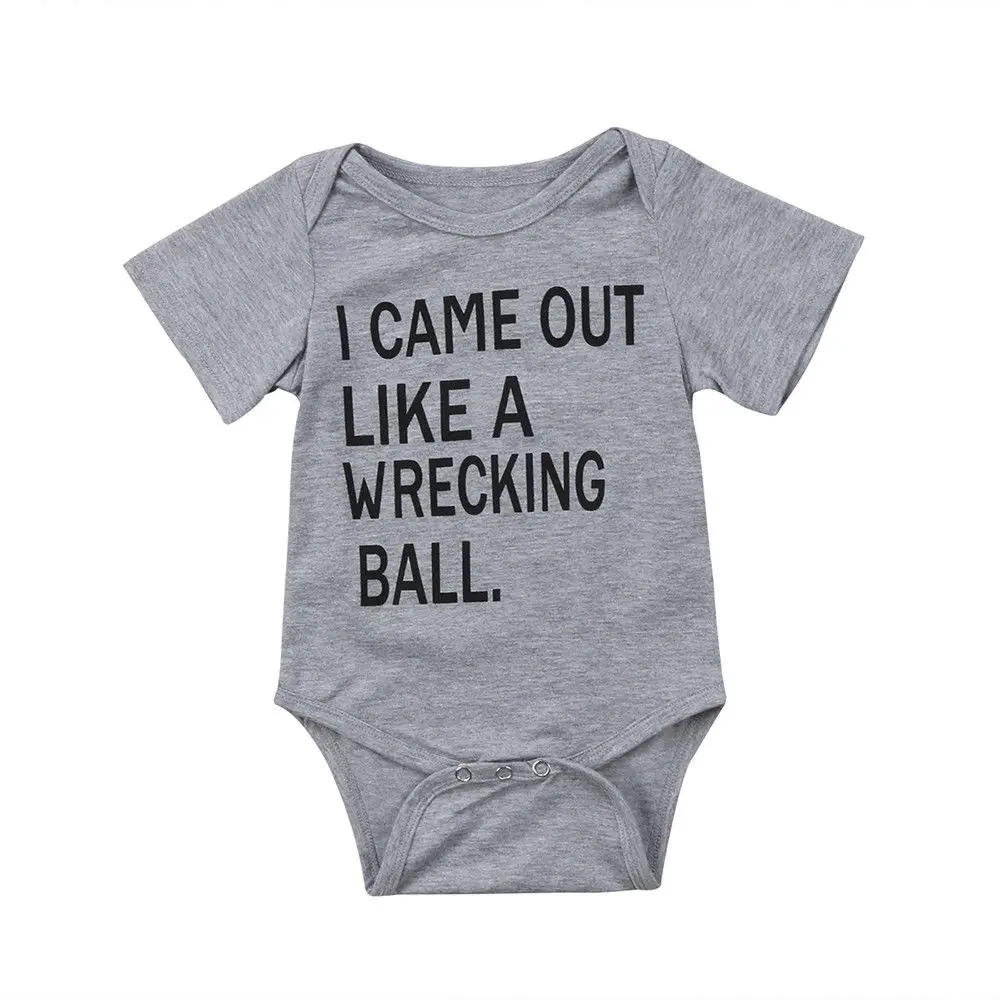 Newborn Infant Baby Boys Girl Funny Letter Cotton Romper Jumpsuit Outfit Clothes