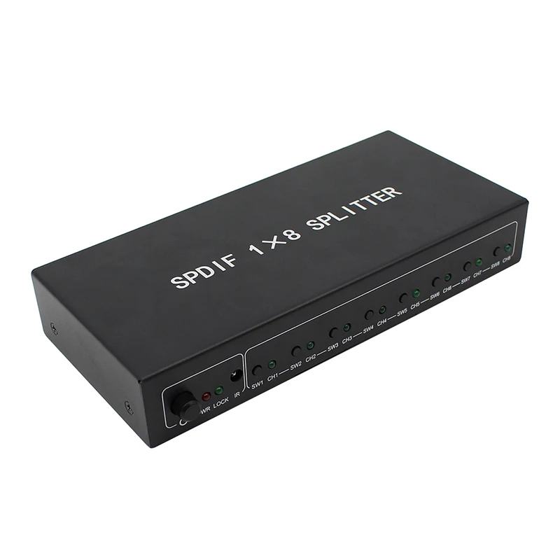 Estilo Spdif Toslink Digital Divisor de Áudio Óptico 1x8 Amplificador de Áudio com Adaptador de Energia Novo - Image 3