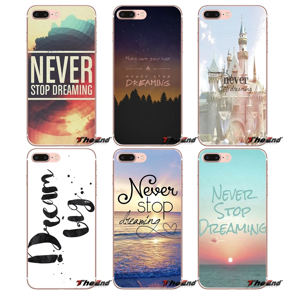 Мягкий чехол для Samsung Galaxy S3 S4 S5 MINI S6 S7 edge S8 Plus Note 2 3 4 5 Grand Core Prime Never Stop Dreaming Life quotes |