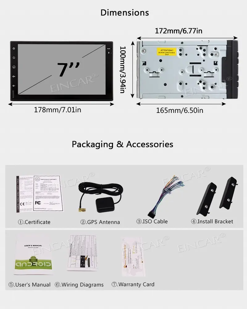Flash Deal Eincar Android 7.1 2Din Car Stereo GPS Navigation Video Unit support GPS/Navi/USB/SD/Dual Cam-in/Bluetooth Free Back Camera 5