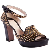 Knöchelriemen Frauen Sandalen Punk Mit Nieten Platz High Heels Schnalle Plattform Größe 4 CM Sommer Party Damen Schuhe
