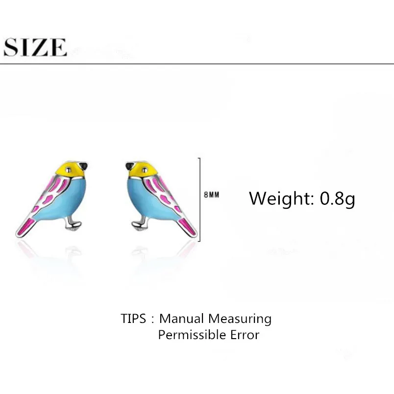 Новые милые Висячие глазурные цветные маленькие серьги в виде птиц для женщин, трендовые креативные 925 пробы серебряные ювелирные изделия, вечерние серьги, подарок, SAE115
