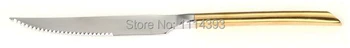 

1329DG-18 Stainless steel Forged Steak Knife Gold Plating Titanium/ Golden Steak knife of Restaurant/ Flatware in Gold coating