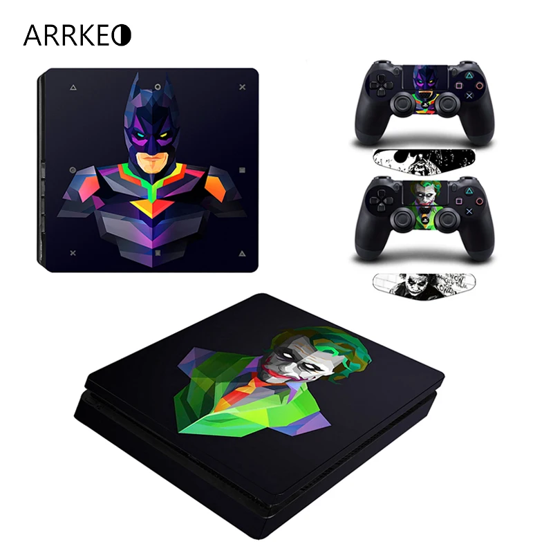 Виниловый чехол ARRKEO Super Hero Бэтмен и Джокер Наклейка на кожу для Sony PS4 PlayStation 4 Slim
