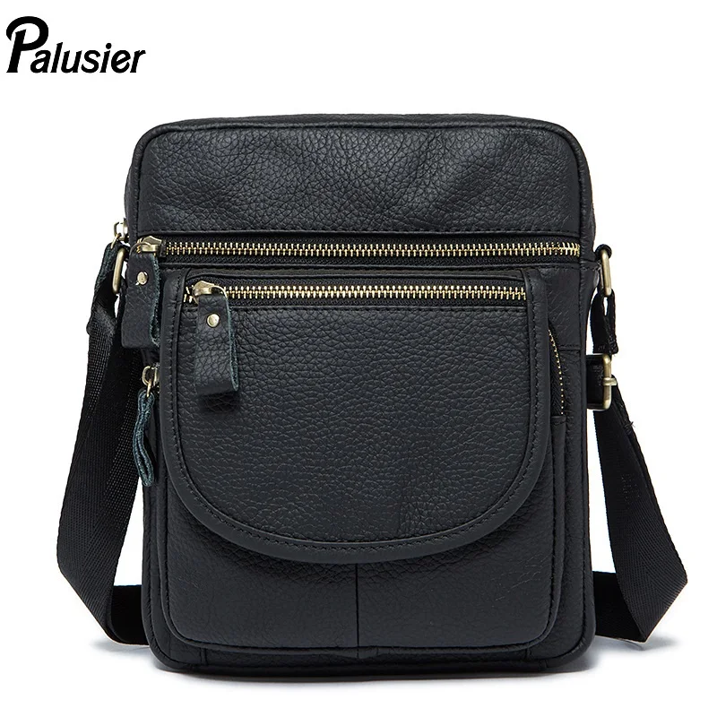 Genuine Leather Men Shoulder Crossbody Bag Cowhide Messenger Bag Male