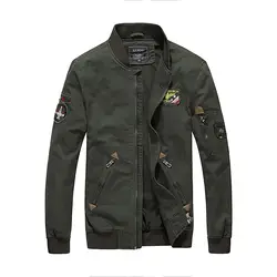 Новая военная мужская куртка дизайнерская модная вышивка 100% хлопок стенд воротник плюс размер куртка-бомбер пальто для мужчин 4XL C20F9930