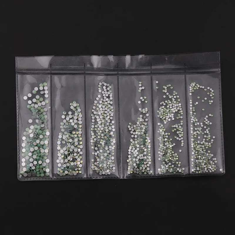 Опал серии стекло без горячей фиксации Flatback приклееные стразы маленькие размеры для ногтей 3D украшение для ногтей - Цвет: Green Opal