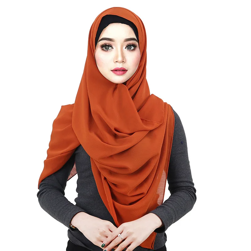 Plain Bubble Chiffon Hijab Scarf Women Wrinkle Chiffon Head Scarf Shawls Pashmian Pleated Muslim Wraps Muslim Hijabs Scarves
