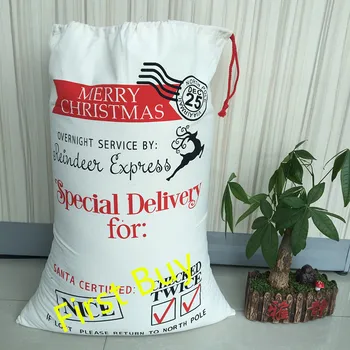 

10pcs/lot Free shipping hot sell natural canvas blank santa sack