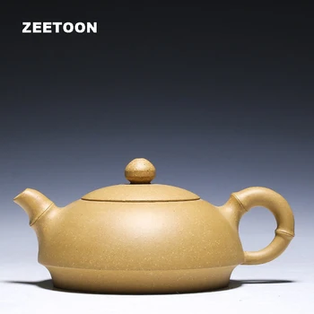 

210cc Authentic Yixing Teapot Purple Clay Chinese Health Kung Fu Tea Set All Handmade Tea Pot Bamboo Section Xian Yuan Pot New