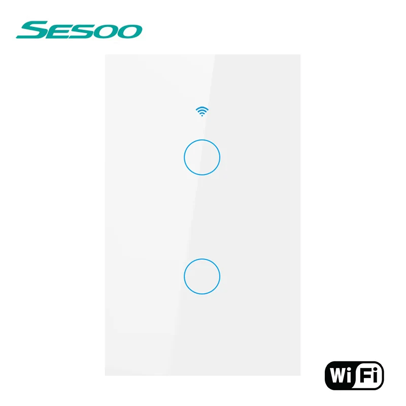 SESOO WI-FI Smart Touch переключатель приложение Беспроводной удаленного настенный выключатель света Кристалл Стекло Панель работает с Alexa/Google дома - Цвет: WIFI-US-SK3-02 White