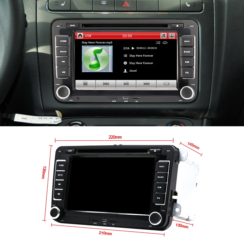 Eunavi 7 ''2 الدين مشغل وسائط متعددة مشغل أسطوانات للسيارة GPS والملاحة لشركة فولكس فاجن فولكس واجن جولف 6 بولو الجديدة بورا جيتا باسات B6 سكودا رادي...