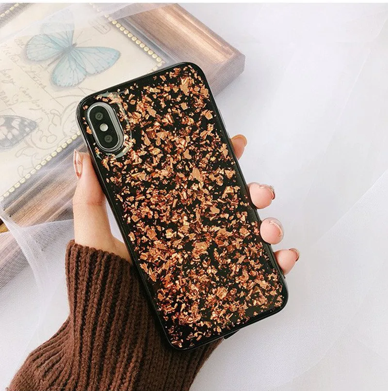 

Kerzzil Luxury Bling Glitter Gold Foil Cases For iPhone X XS XR Max Soft TPU Case Cover For iPhone 7 8 6 6s Plus Back Cover