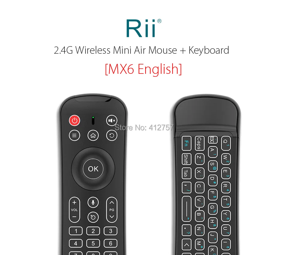 Rii MX6 мини клавиатура Teclado 2,4G Беспроводной клавиатура 6-осевой гироскоп воздуха Мышь с ИК-пультом дистанционного Управление/освещенная контржурным светом для Mini PC/Android ТВ коробка