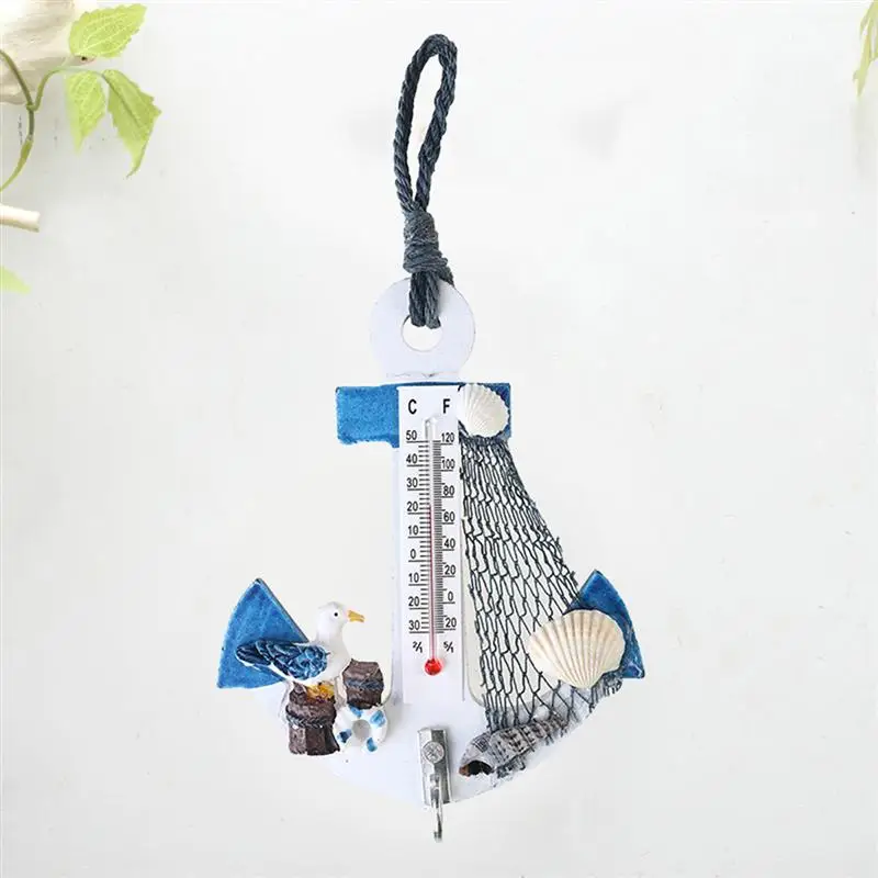 

LUOEM Hanging Ornaments Anchor Wall Hooks Mini Thermometer Nautical Decor