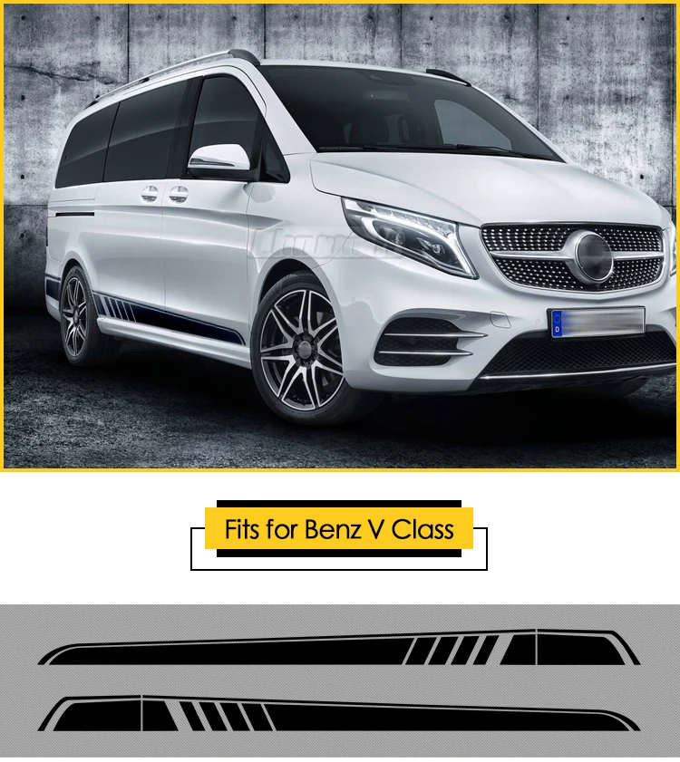 2 шт. виниловые наклейки на порог для двери в полоску для Mercedes Benz Vito Viano V Class W447 W639 V260- аксессуары