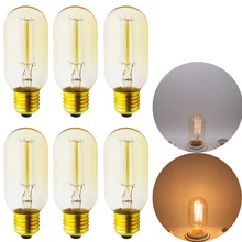 6 шт./партия Ретро T45Z Вольфрам лампы E27 лампы Эдисона лампочка-свеча Ресторан клуб светильники для барной стойки Кофейни Стекло лампы
