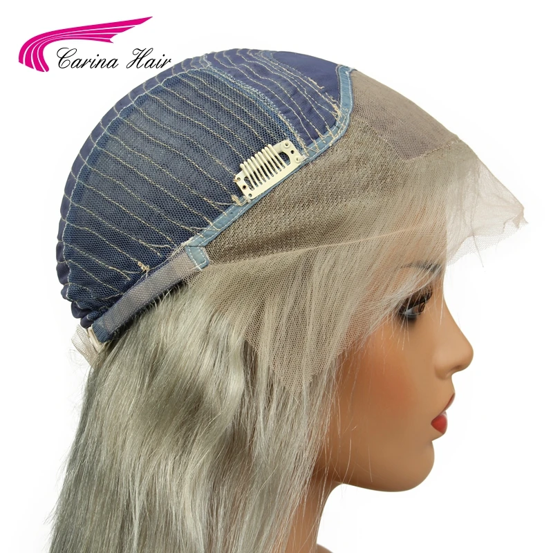  Carina Light Grey Color Lace Front Human Hair Wig with Baby Hair Pre-Plucked Hairline Remy Brazilia
