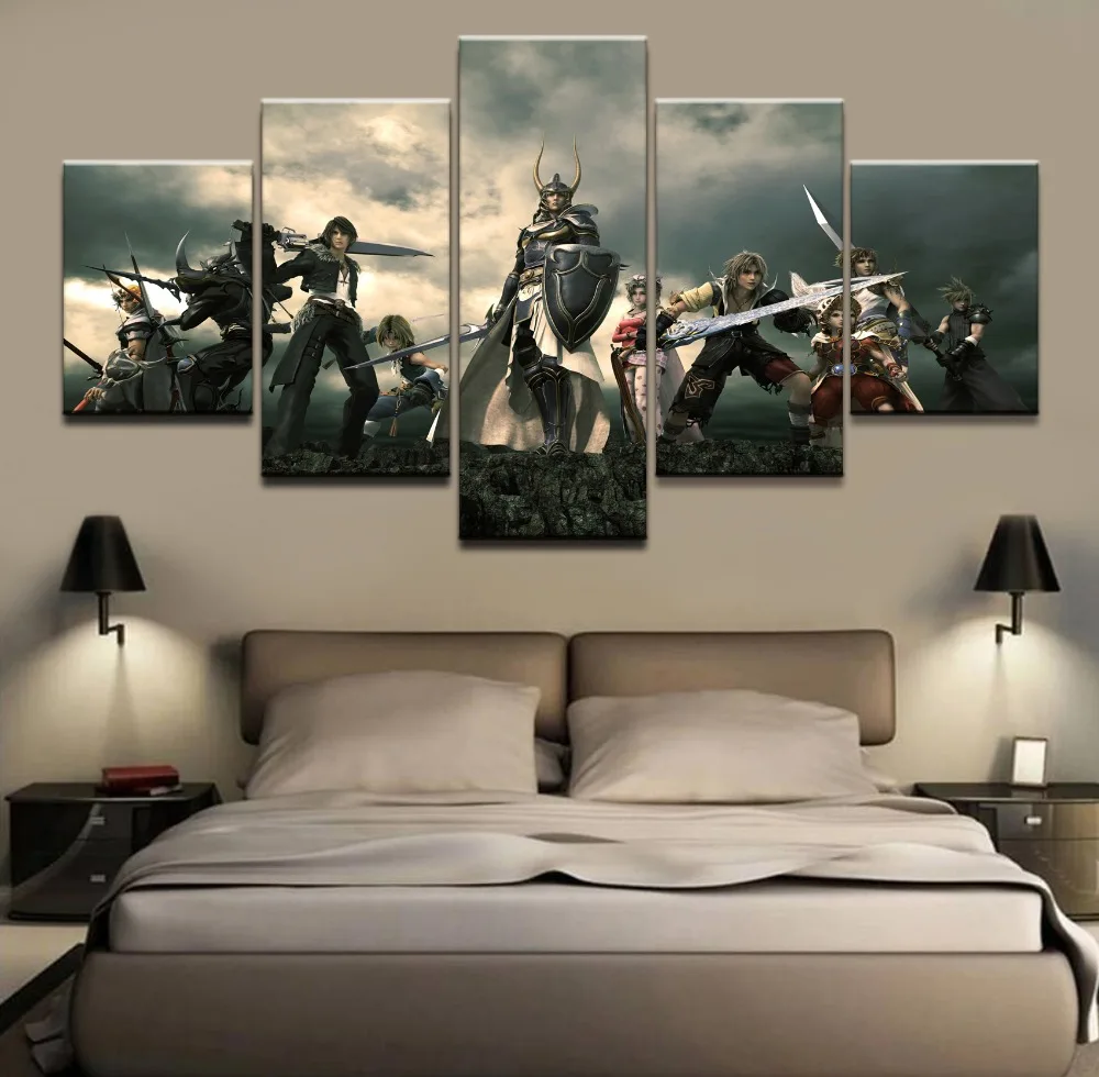 

5 Pieces Print Poster Canvas Painting Wall Art Living Room HD Print Painting Modern Home Decor Picture Final Fantasy Game