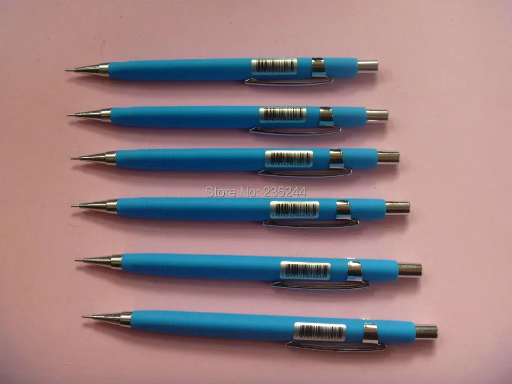 free shipping 6pcs blue mechanical pencils 0.7mm metal automatic