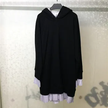 

Women Black Dresses Autumn Hooded Long Sleeve Dress Vestido 2019 Loose Dress Casual