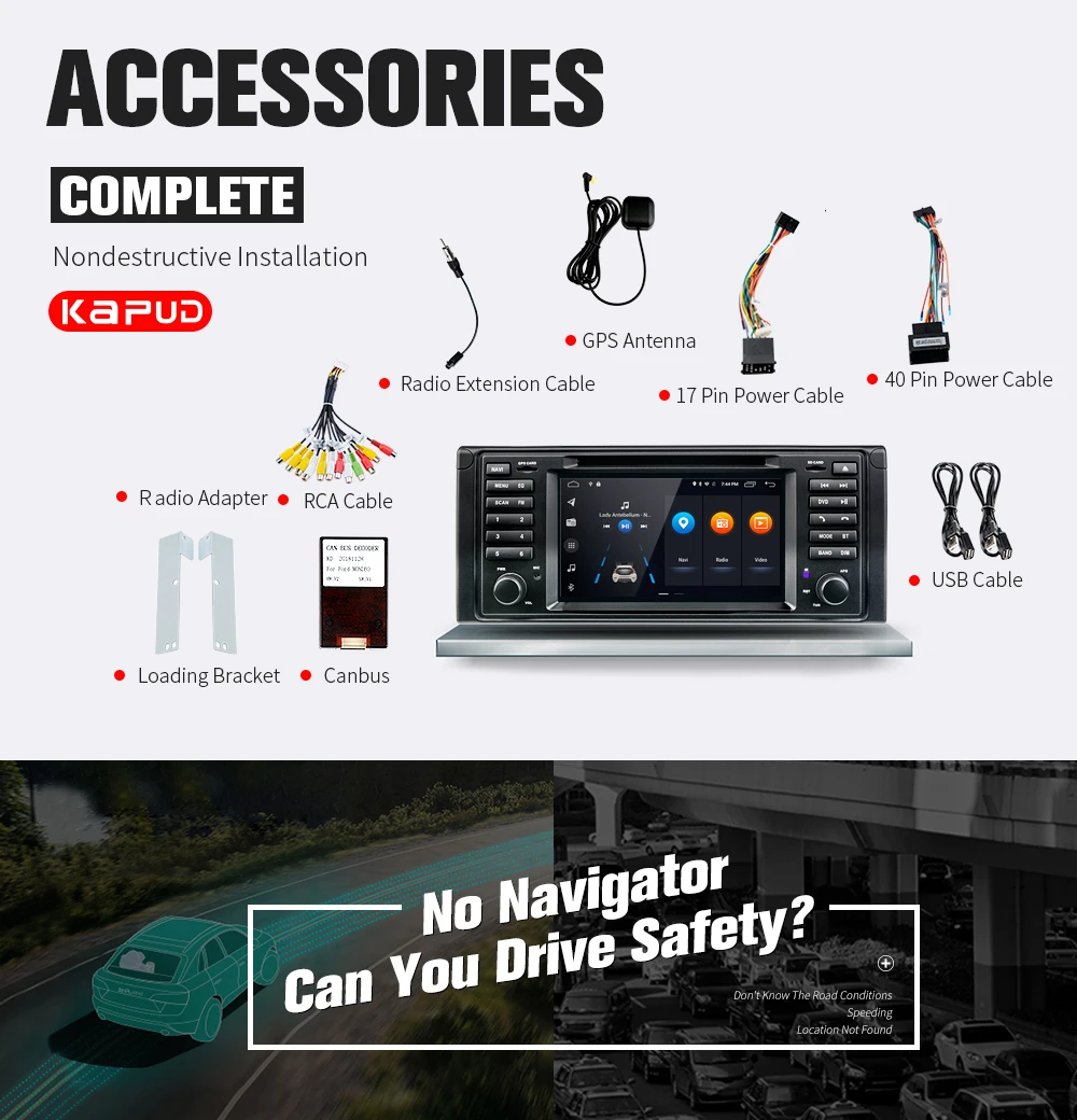 Clearance Kapud  Android 9.0 Navigation With DVD 7” Car GPS  Free Shipping SWC Canbus  MIC Bluetooth for BMW E53 Original Car Multimedia 2