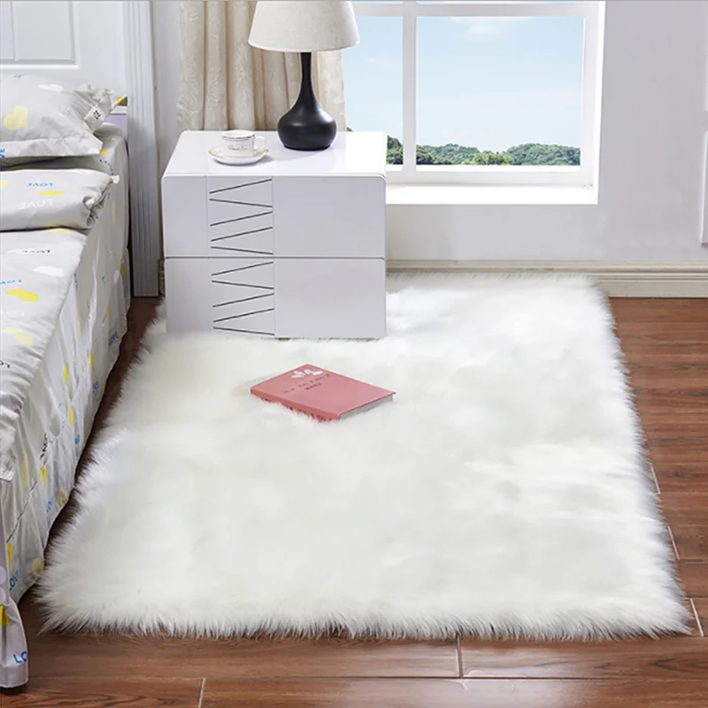 

Fluffy Soft Artificial Wool Carpet Fur Area Rugs White Shaggy Rectangle/Square /Area Rugs Warm Seat Pad Home Decor