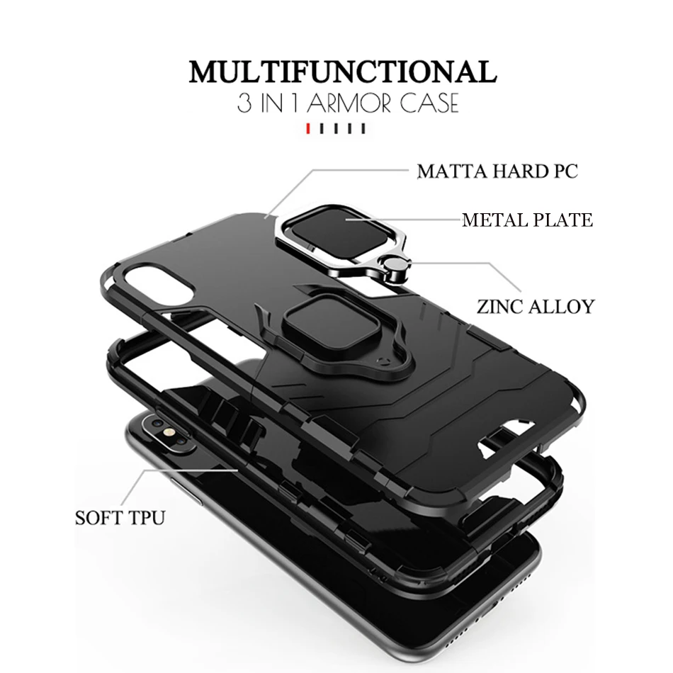 KISSCASE Ring Halter Ständer Rüstung Fall Für iPhone 8 Plus 8 7 Volle Schutz Stoßfest Fall Für iPho