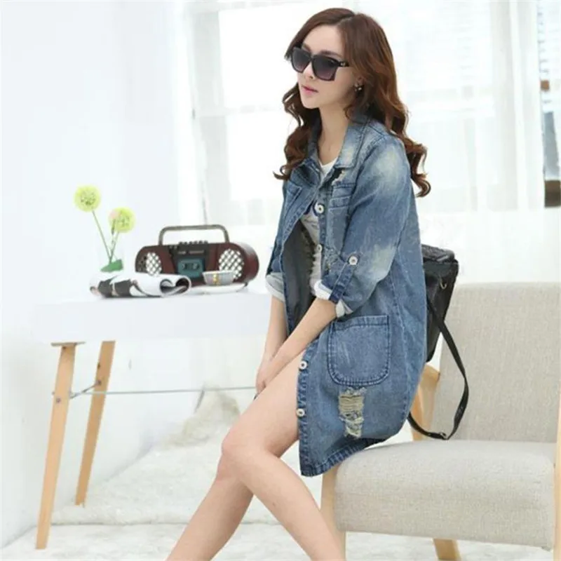 New Coats And Jackets Women Denim Jacket Plus Size 5xl Long Sleeve Ladies Coat Casual Ripped Top Female Harajuku Outwear BH193