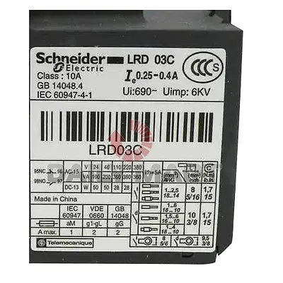 

DHL/EMS 2 LOTS Brand New in Box for Sch-neider Telemecanique LRD03C 0.25-0.4A Thermal Overload Relay