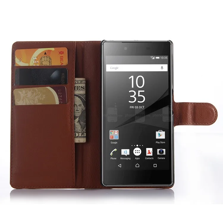 Luxury Wallet Flip PU Leather Case Cover For Sony Xperia Z5 Premium Dual Case Cell Phone Shell Back Cover With Card Holder Stand (3)