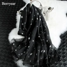 

Berryear Fashion Silk Scarf Women Scarf Hairscarves Luxury Brand Five-Pointed Stars Muslum