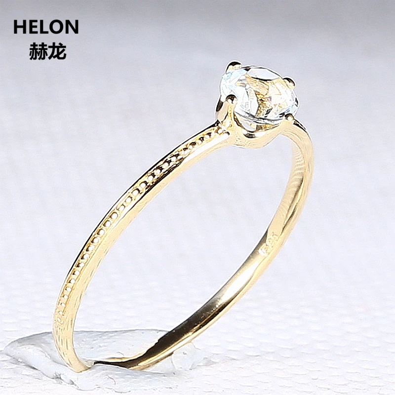 Обручальное кольцо из желтого золота с натуральным аквамарином 4 5 мм|fine jewelry|gold
