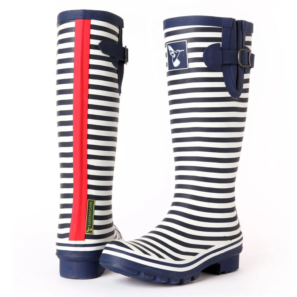 striped rain boots
