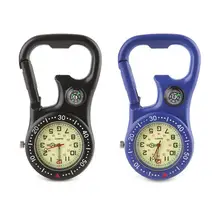 Luminescent dial Climbing Carabiner Luminous Watch Hang Buckle Compass Bottle Opener Analog Display Quartz Movement