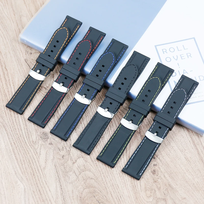 

Men's Watch Strap Accessories 22mm Silicone Strap Black Sports Watch with Universal Waterproof Ladies Strap