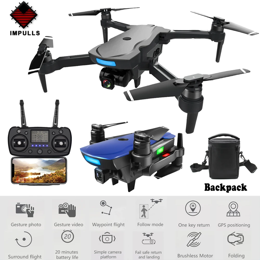 

Impulls CG033-S GPS 2.4G FPV Wifi HD 1080P Camera WiFi FPV Foldable Drone Quadcopter Can Follow Drone For Children Gift FSWB