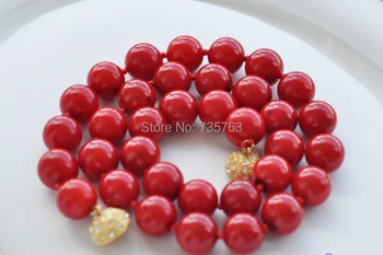 

xiuli 0014893 AAA 18" 12mm red round coral bead NECKLACE