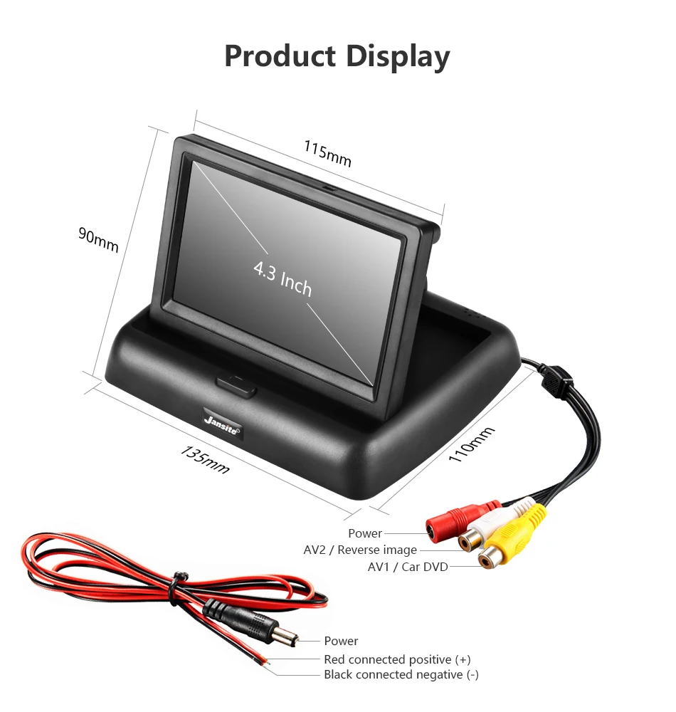 VTOPEK 4,3 дюймов TFT lcd Автомобильный Монитор складной монитор дисплей камера заднего вида парковочная система для автомобиля заднего вида NTSC PAL