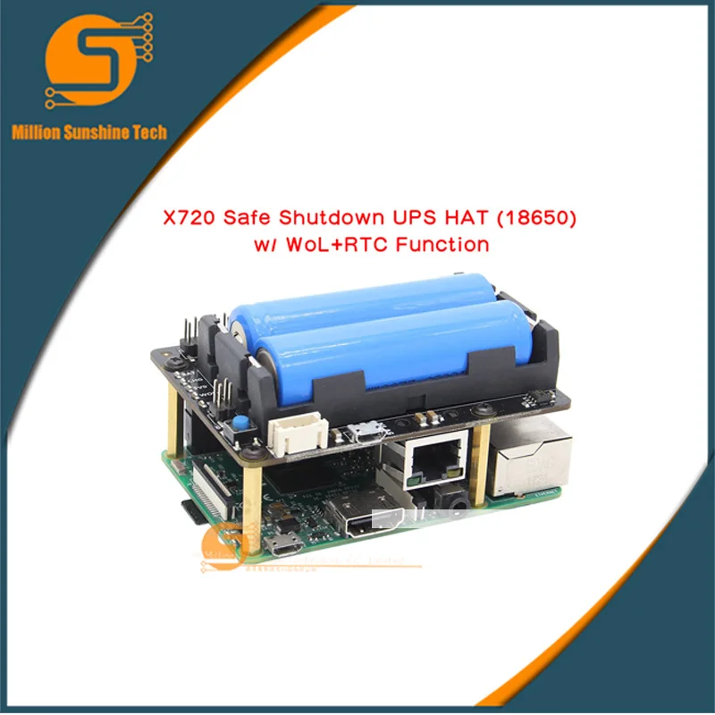 

Raspberry Pi X725 UPS HAT (18650 Power)+Safe Shutdown+Wake on Lan+RTC Power Management Expansion Board for Raspberry Pi 3 B+/3B