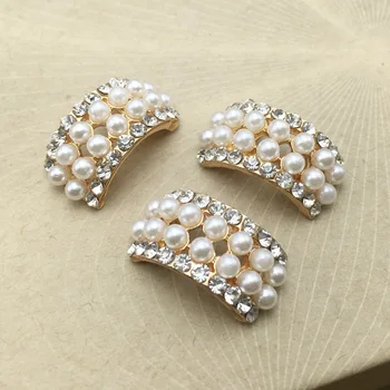 

10pcs lot Craft Pearl Crystal Rhinestone Buttons Flower Round Cluster Flatback Wedding Embellishment Jewelry Craft