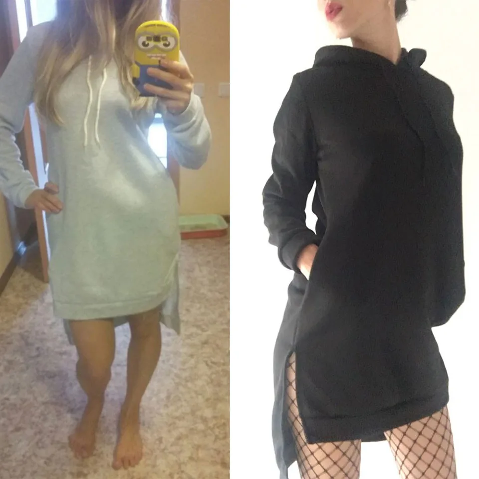 Платье женское осенне зимнее длинное с капюшоном и карманами|womens clothing|womens fashion