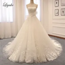 Vintage Embroidery Tulle A-Line Wedding Dress Beautiful Appliques Lace Up Back Court Train Bride Dress Vestido De Noiva Liyuke crayfish embroidery zip up back dress