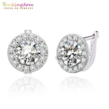 Бренд yunkingdom модные серьги обруча для женщин Белый Круглый Кристалл Циркон Свадебные украшения