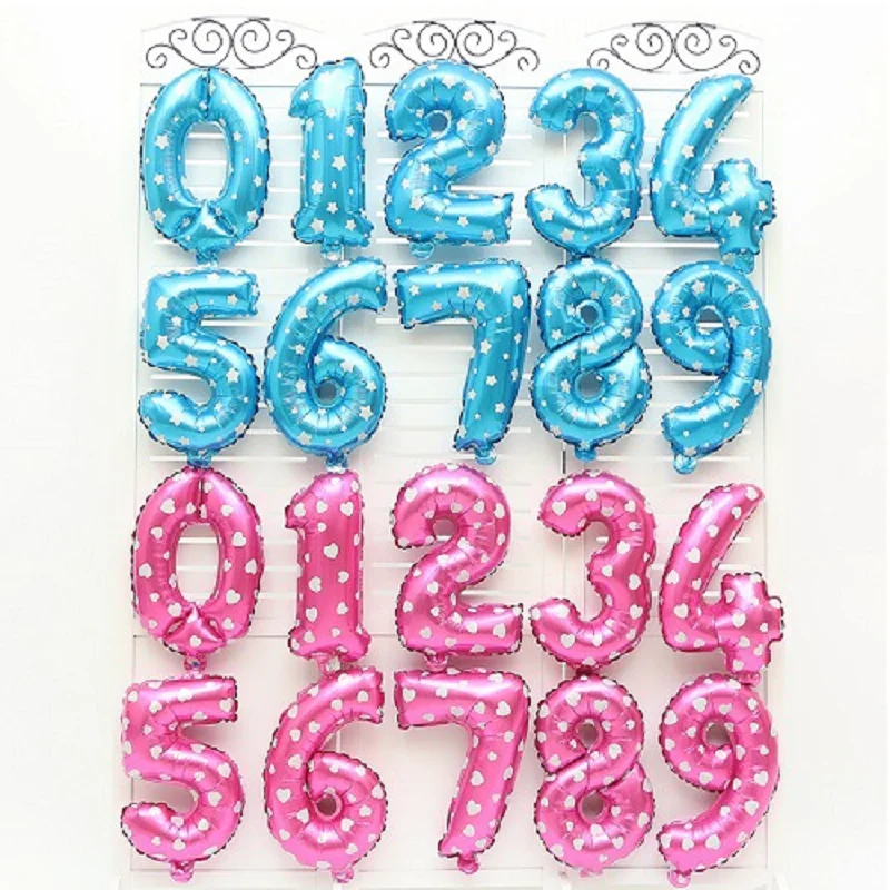

16 Inch Air Aluminum Foil Digital Balloons Pink Blue Number Happy Birthday Party Wedding Decoration Letter Event Party Supplies